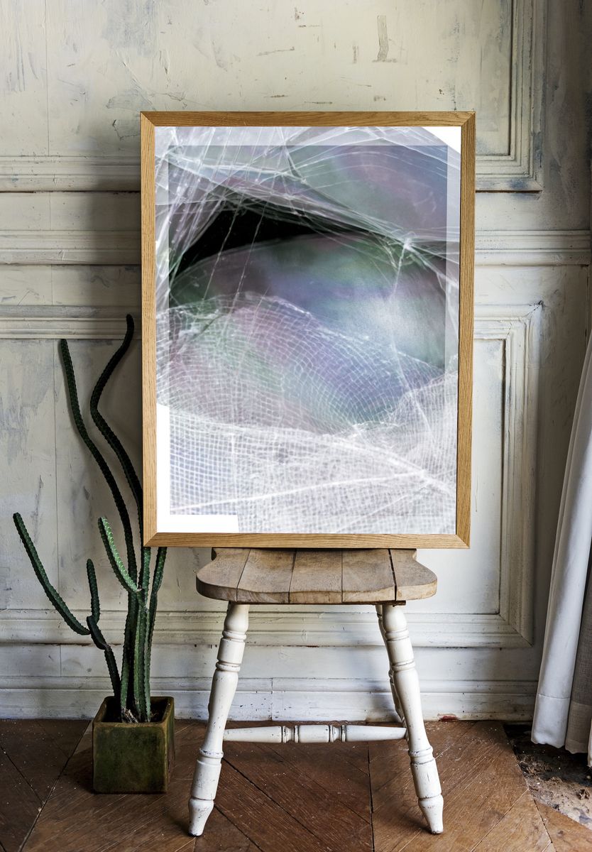 Iridescent Veil Abstract Poster. — room view 1