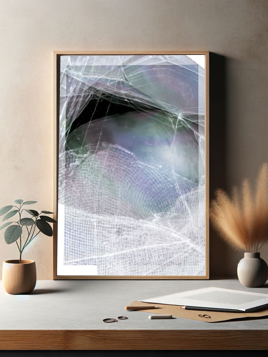 Iridescent Veil Abstract Poster. — room view 2