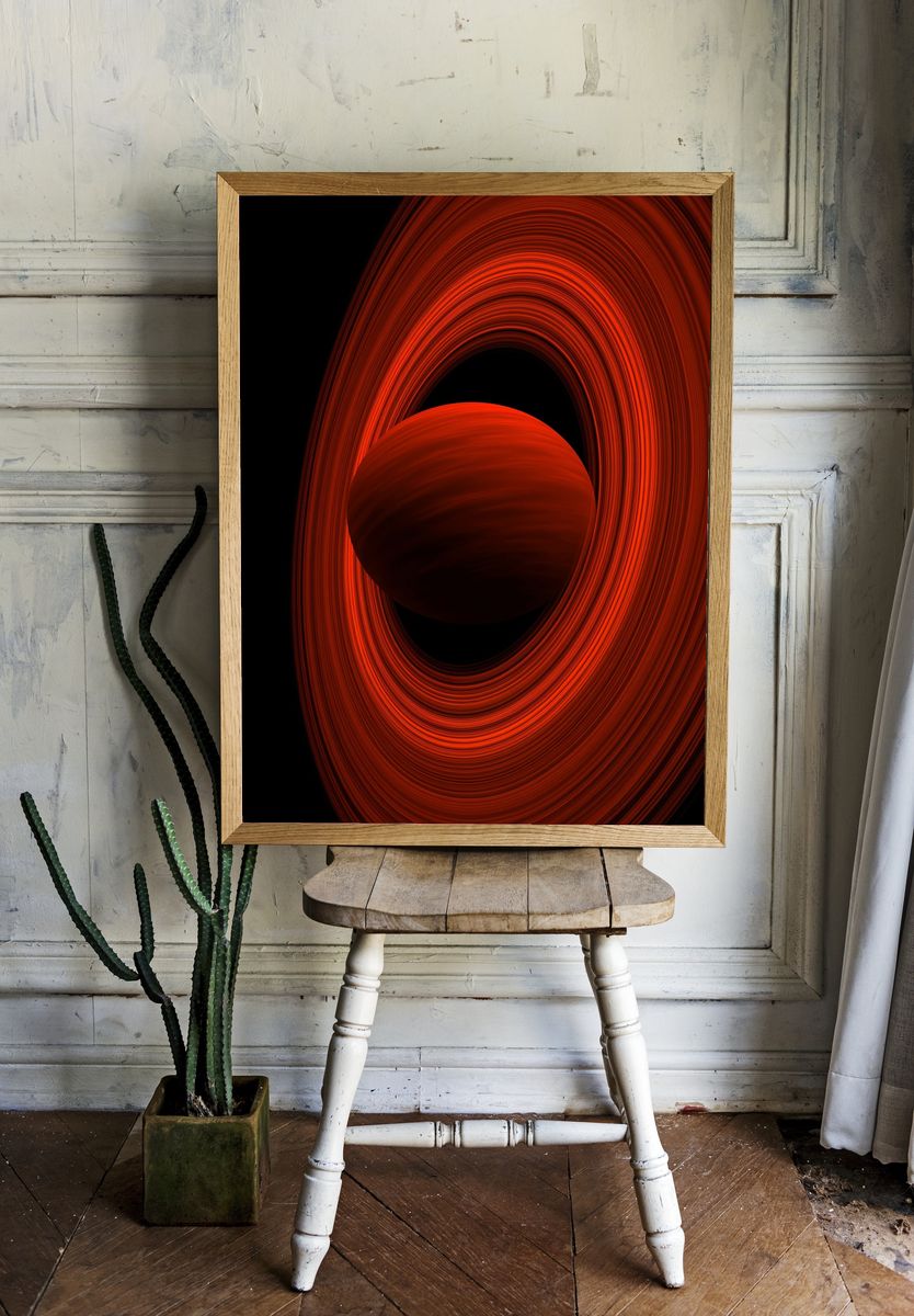 Crimson Orb Abstract Poster. — room view 1
