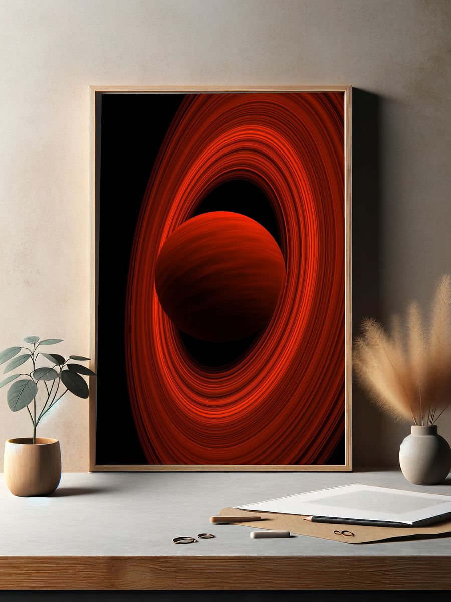 Crimson Orb Abstract Poster. — room view 2