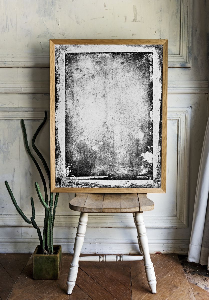 Grunge Monochrome Abstract Poster. — room view 1