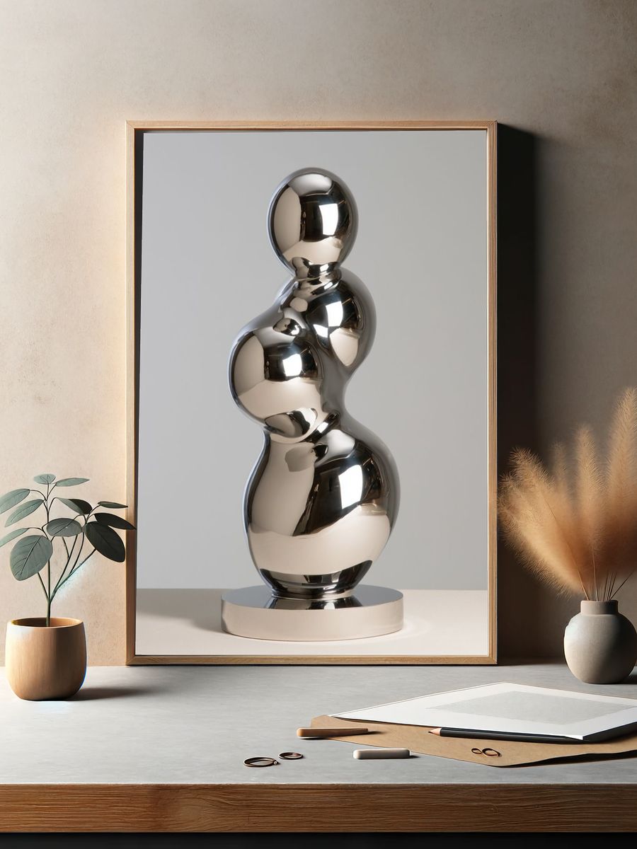 Chrome Abstract Sculpture Poster. — room view 2