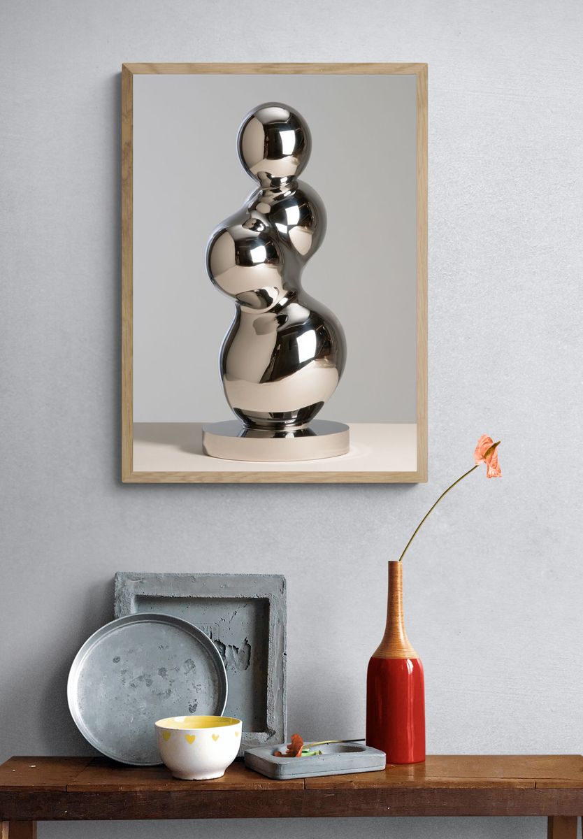 Chrome Abstract Sculpture Poster. — room view 3