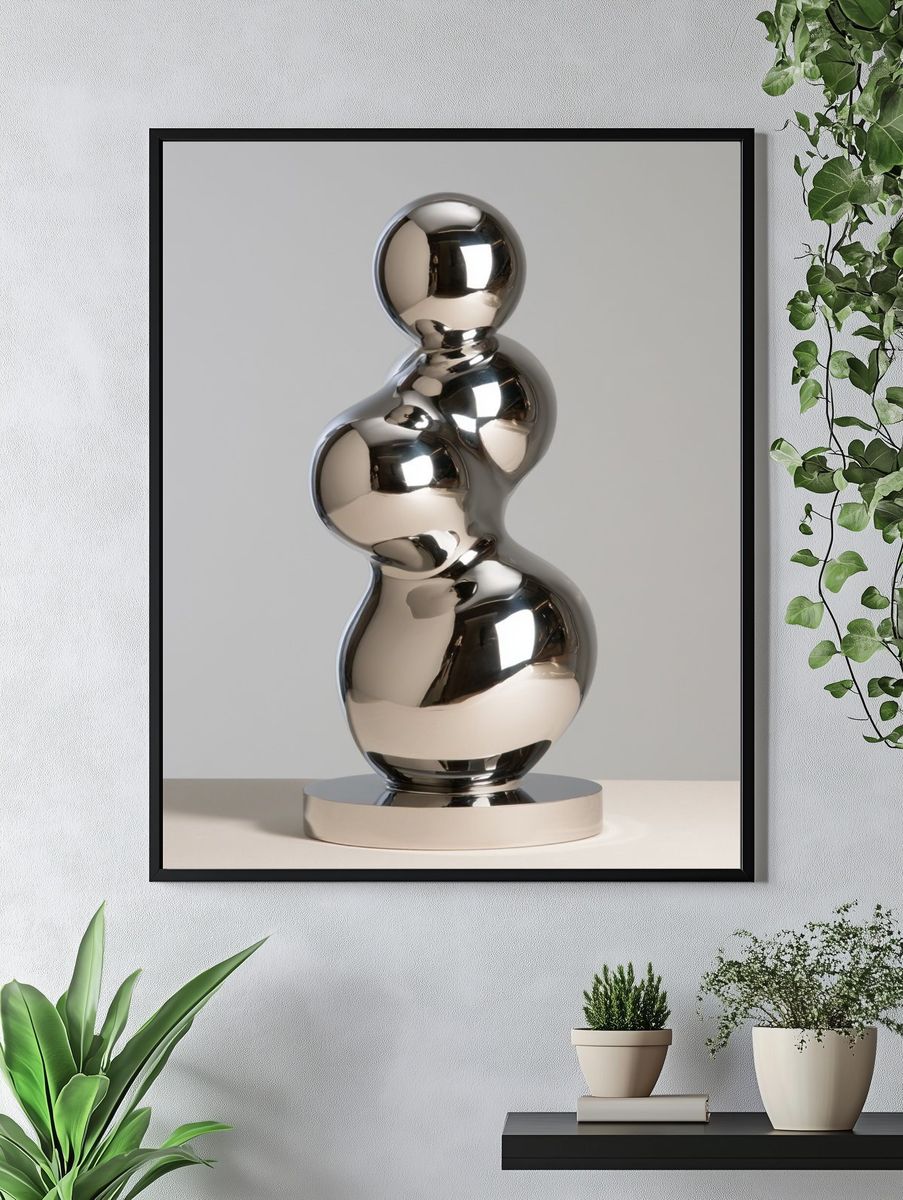 Chrome Abstract Sculpture Poster. — room view 4