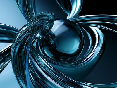 Blue Glass Orb Abstract Poster. poster