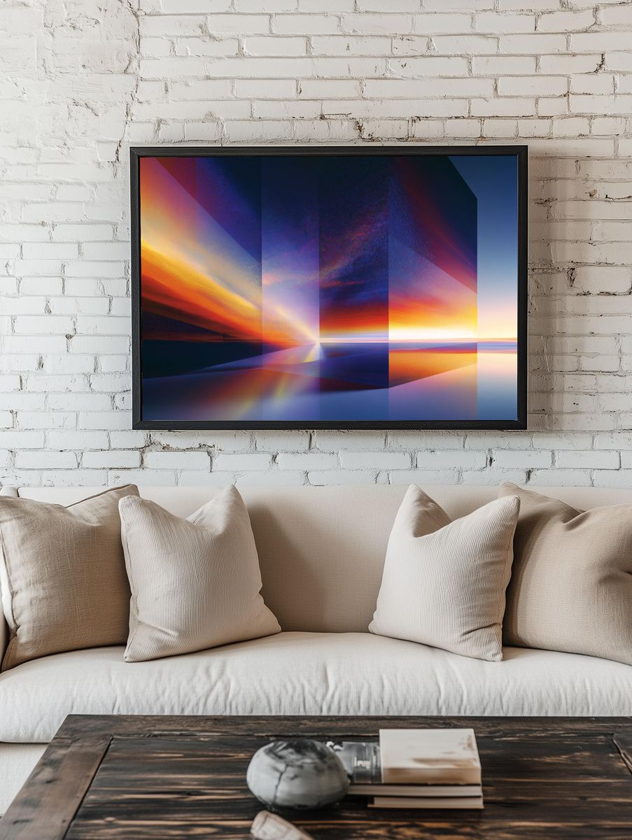Neon Horizon Abstract Poster. — room view 1