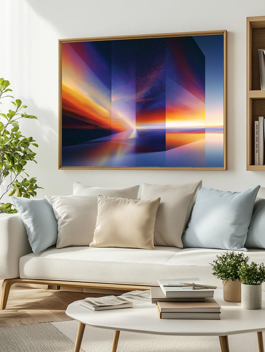 Neon Horizon Abstract Poster. — room view 2