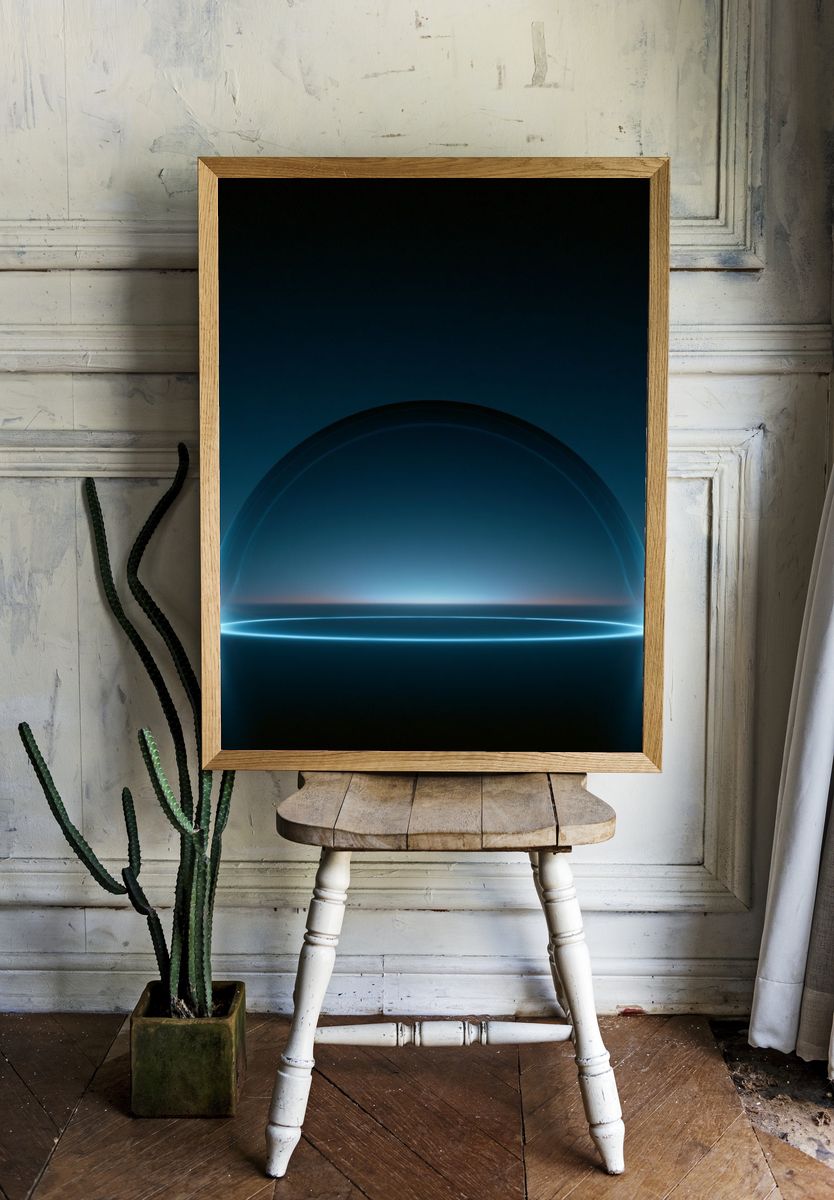 Neon Horizon Abstract Poster. — room view 1