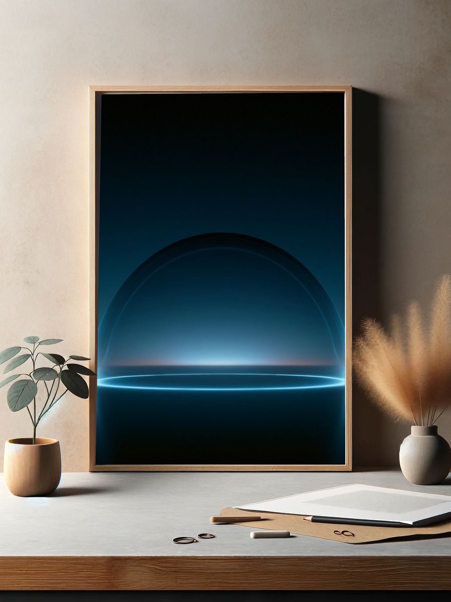 Neon Horizon Abstract Poster. — room view 2