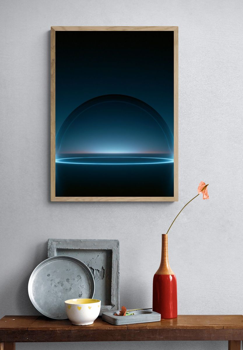 Neon Horizon Abstract Poster. — room view 3