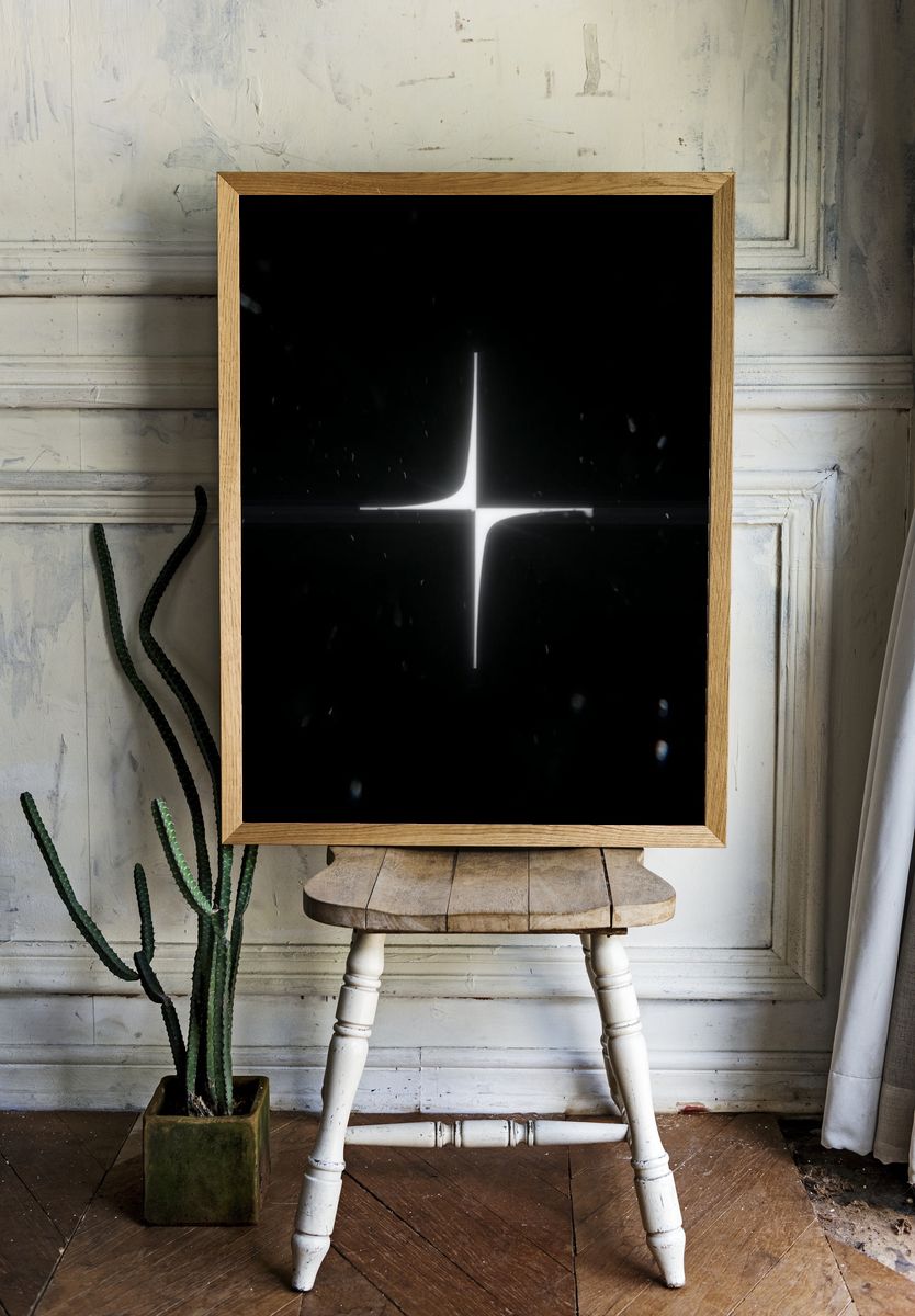Minimal Starburst Black-White Poster. — room view 1