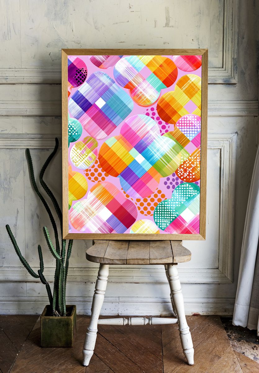 Colorful Geometric Circles Abstract Poster. — room view 1
