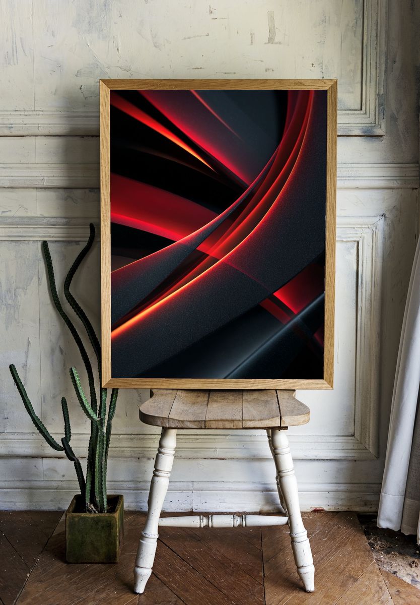 Crimson Light Abstract Poster. — room view 1