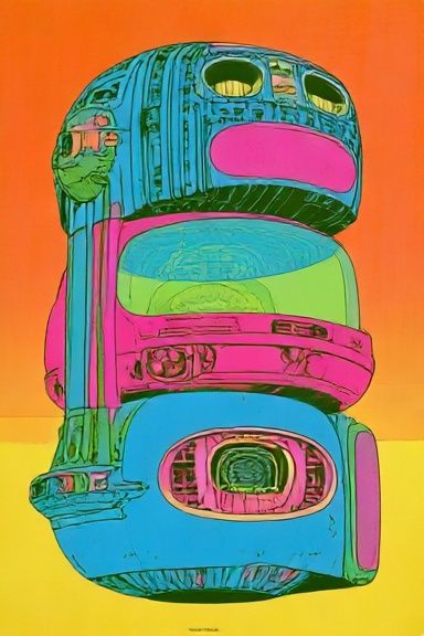 Neon Totem Abstract Poster. poster detail