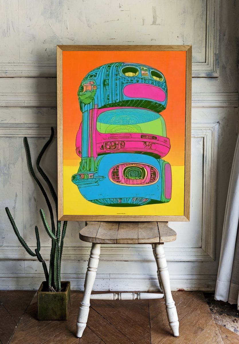 Neon Totem Abstract Poster. — room view 1