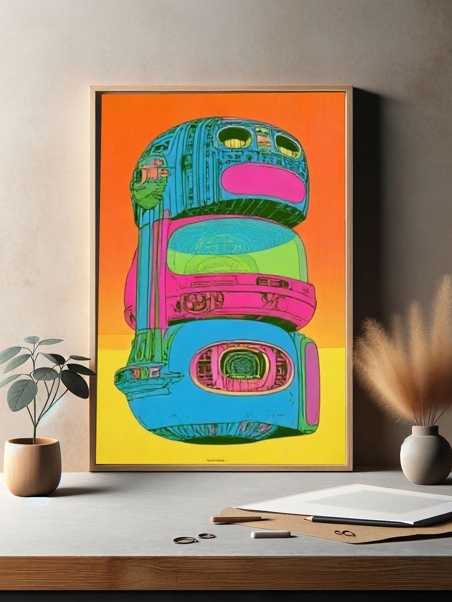 Neon Totem Abstract Poster. — room view 2