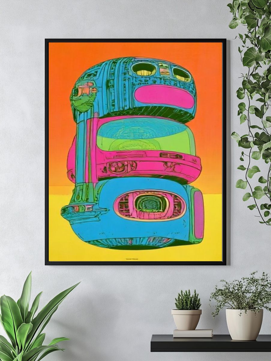 Neon Totem Abstract Poster. — room view 4