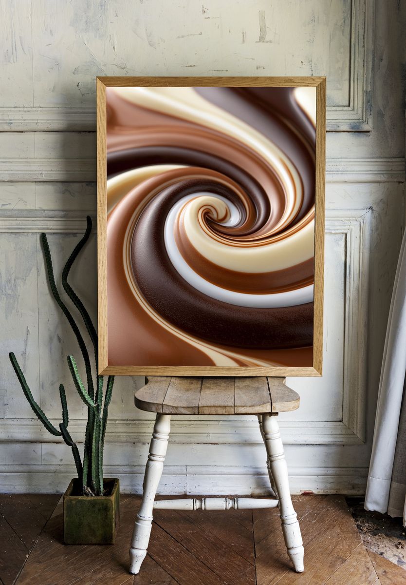Chocolate Swirl Abstract Poster. — room view 1