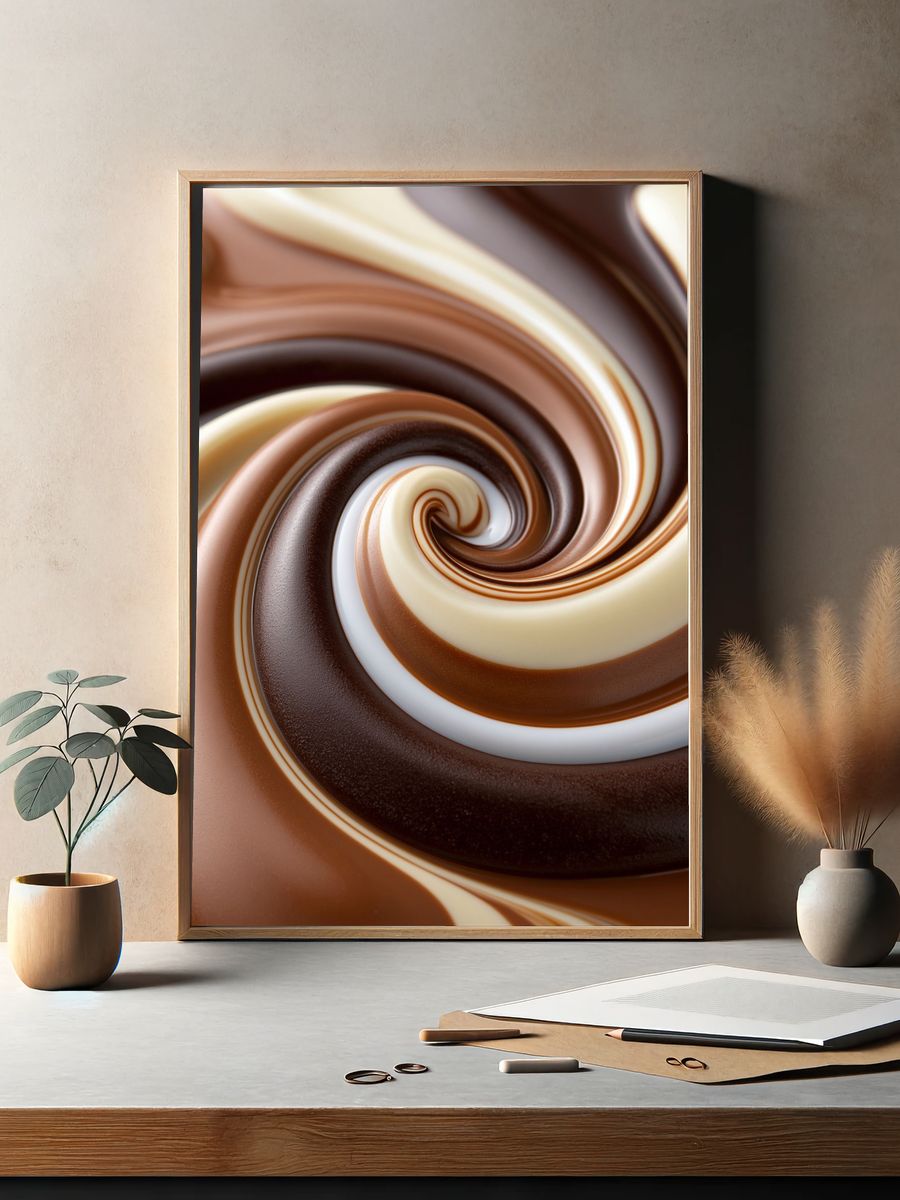 Chocolate Swirl Abstract Poster. — room view 2