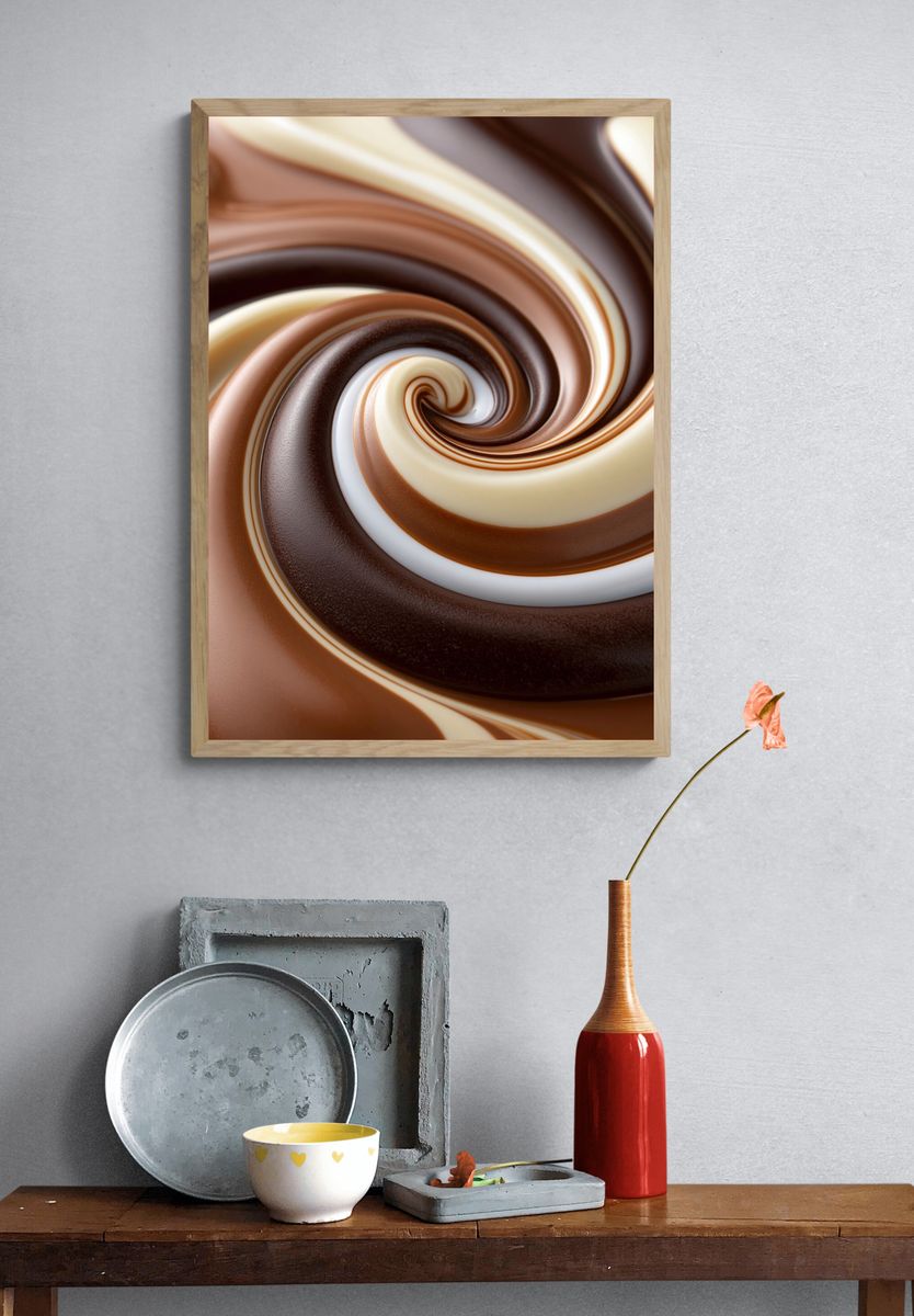 Chocolate Swirl Abstract Poster. — room view 3