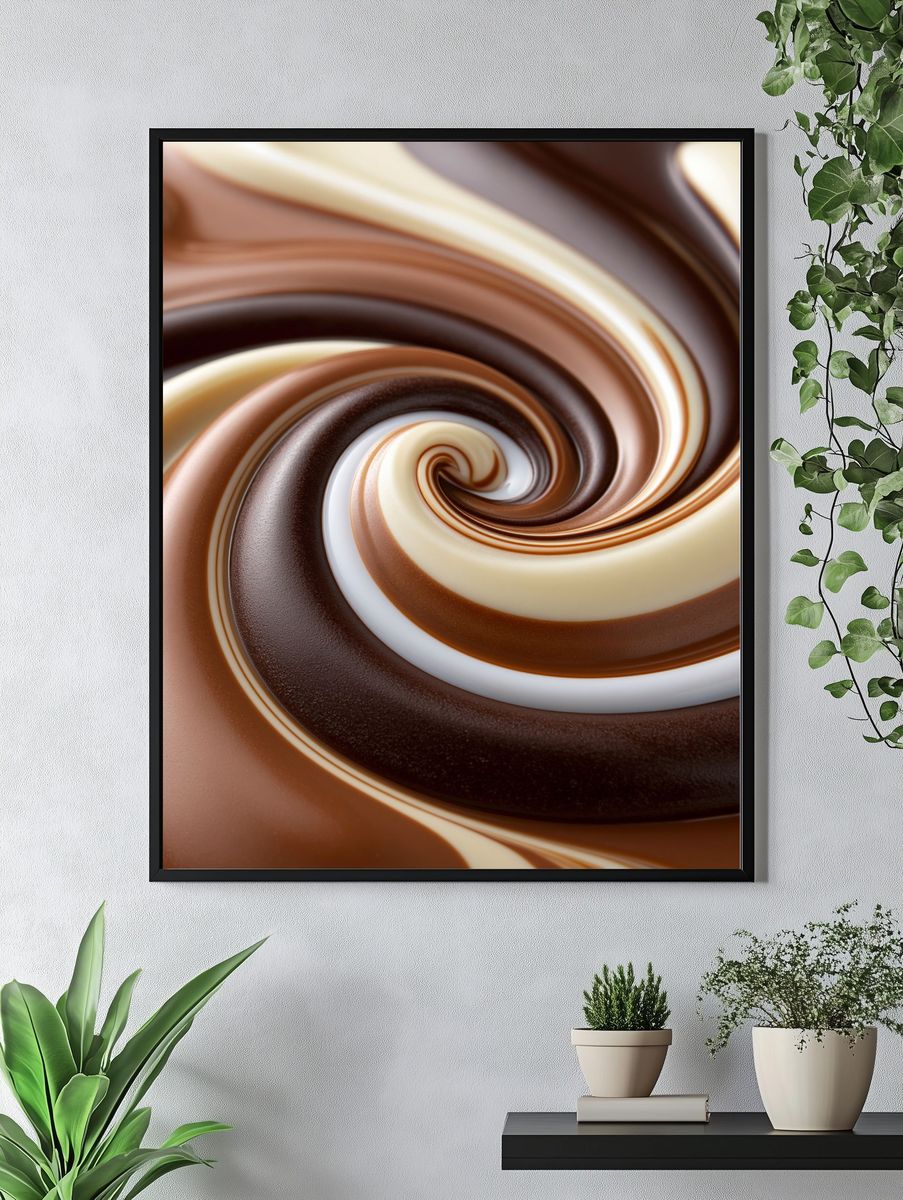Chocolate Swirl Abstract Poster. — room view 4