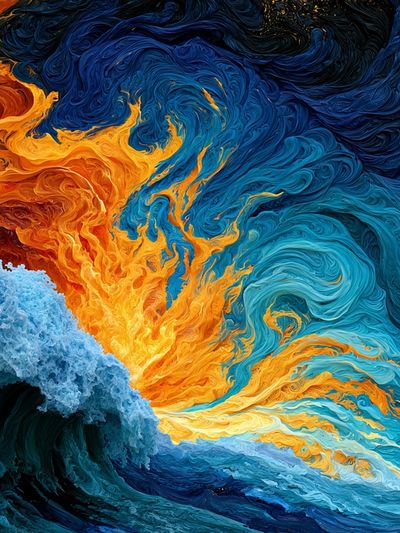 Ocean Flame Abstract Poster.