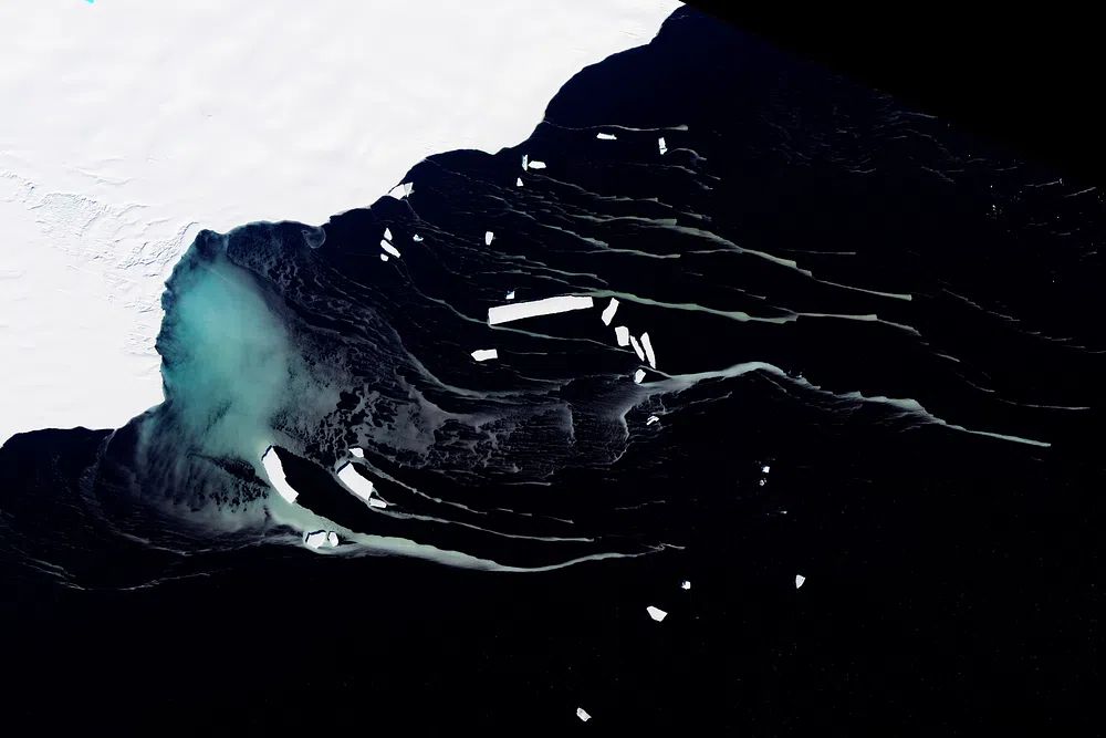 Mackenzie Bay, Antarctica ice shelf. poster detail