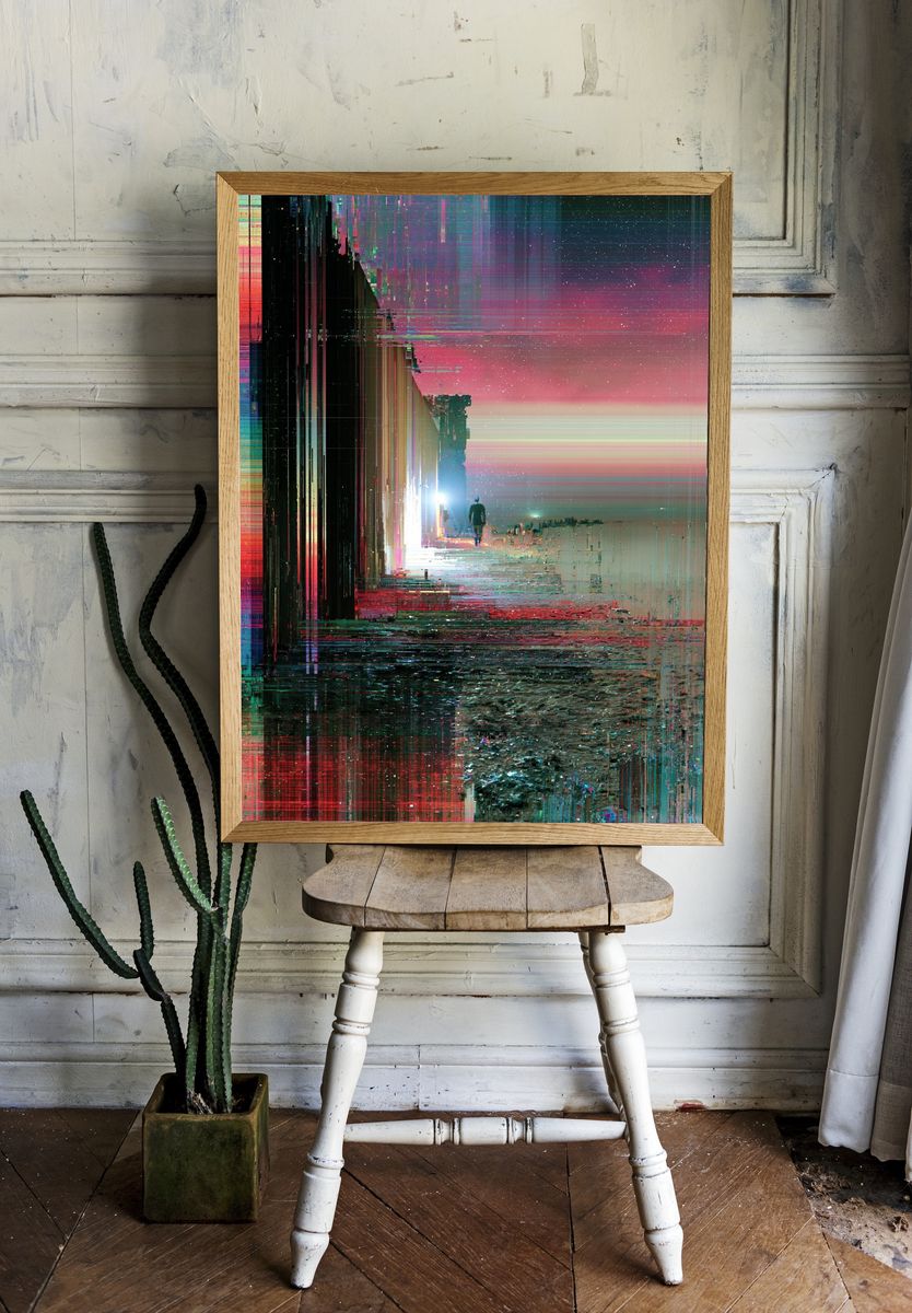 Glitch Horizon Abstract Poster. room preview