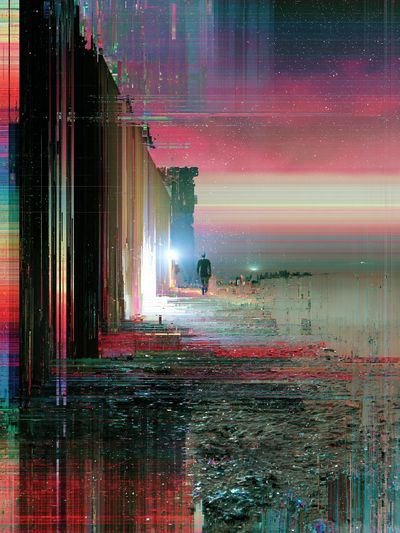 Glitch Horizon Abstract Poster. poster