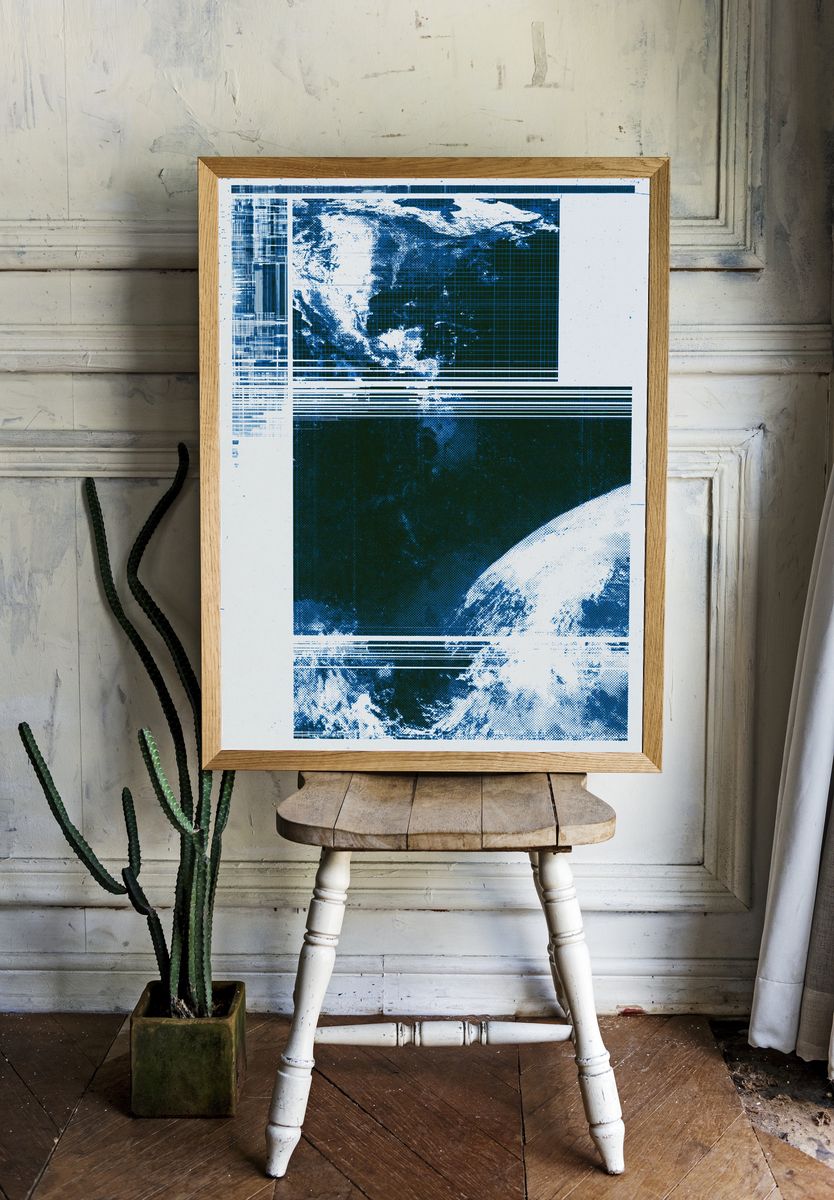 Glitched Earth Abstract Poster. room preview