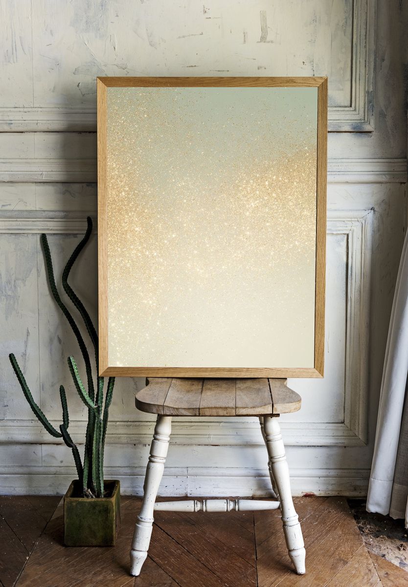 Gold Glitter Gradient Abstract Poster. — room view 1
