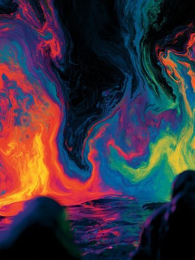 Neon Lava Swirl Abstract Poster. poster
