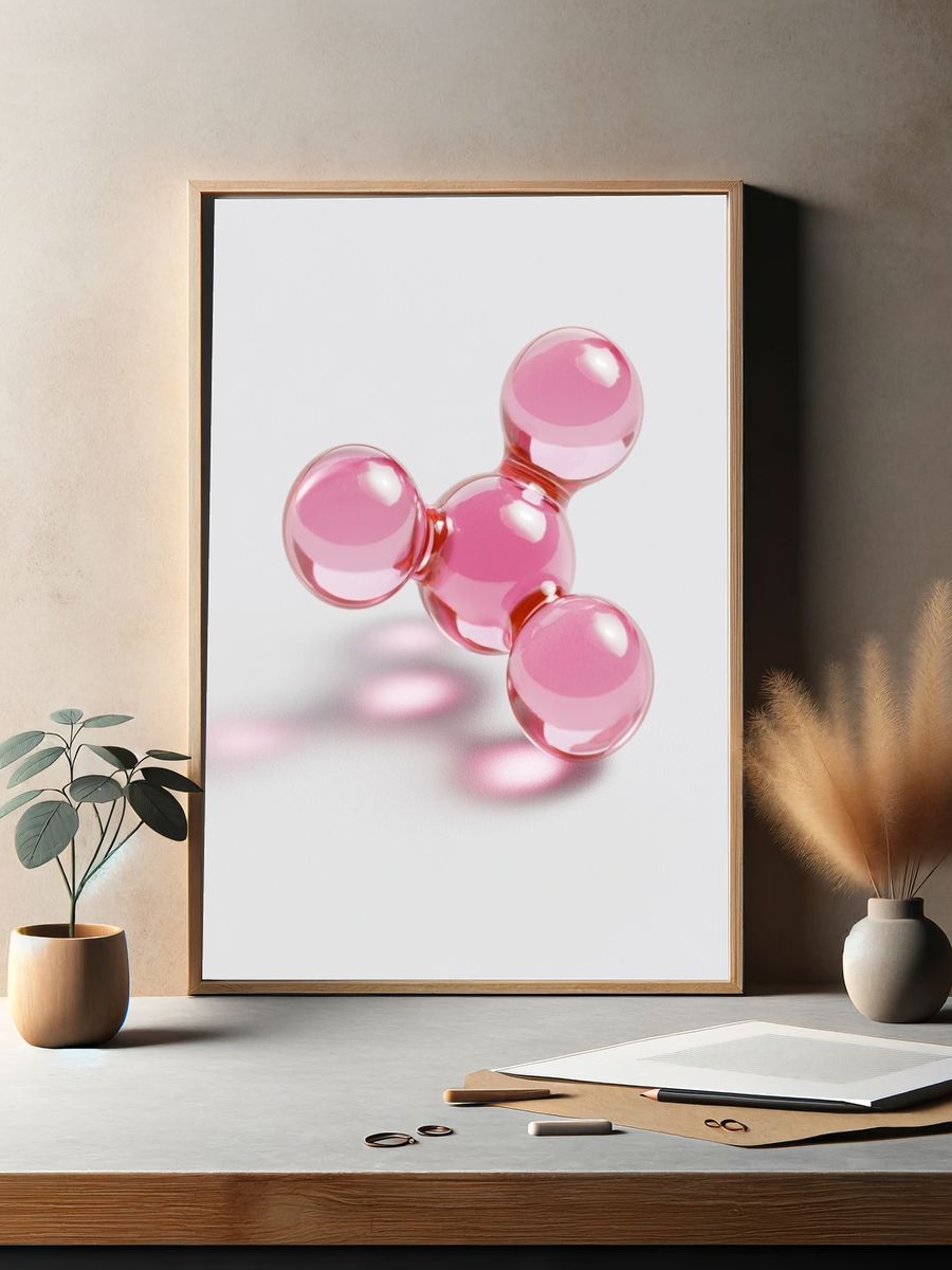 Pink Glass Molecule Abstract Poster. — room view 2