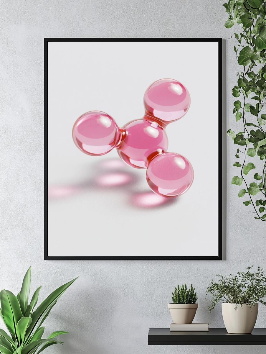 Pink Glass Molecule Abstract Poster. — room view 4