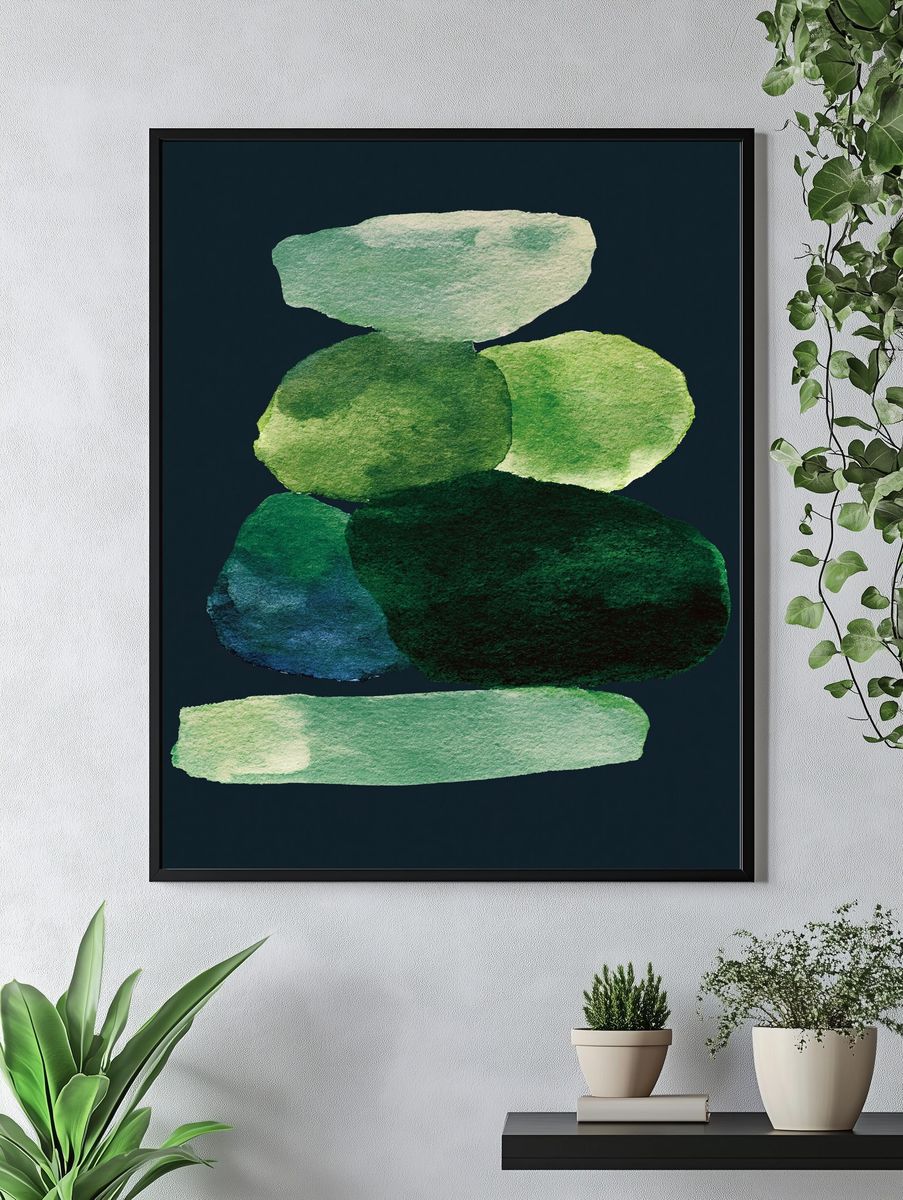 Emerald Stone Stack Abstract Poster. — room view 4
