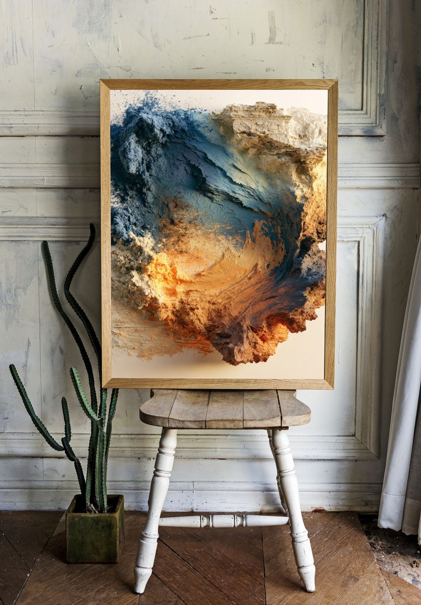 Textured Earth Tones Abstract Poster. — room view 1