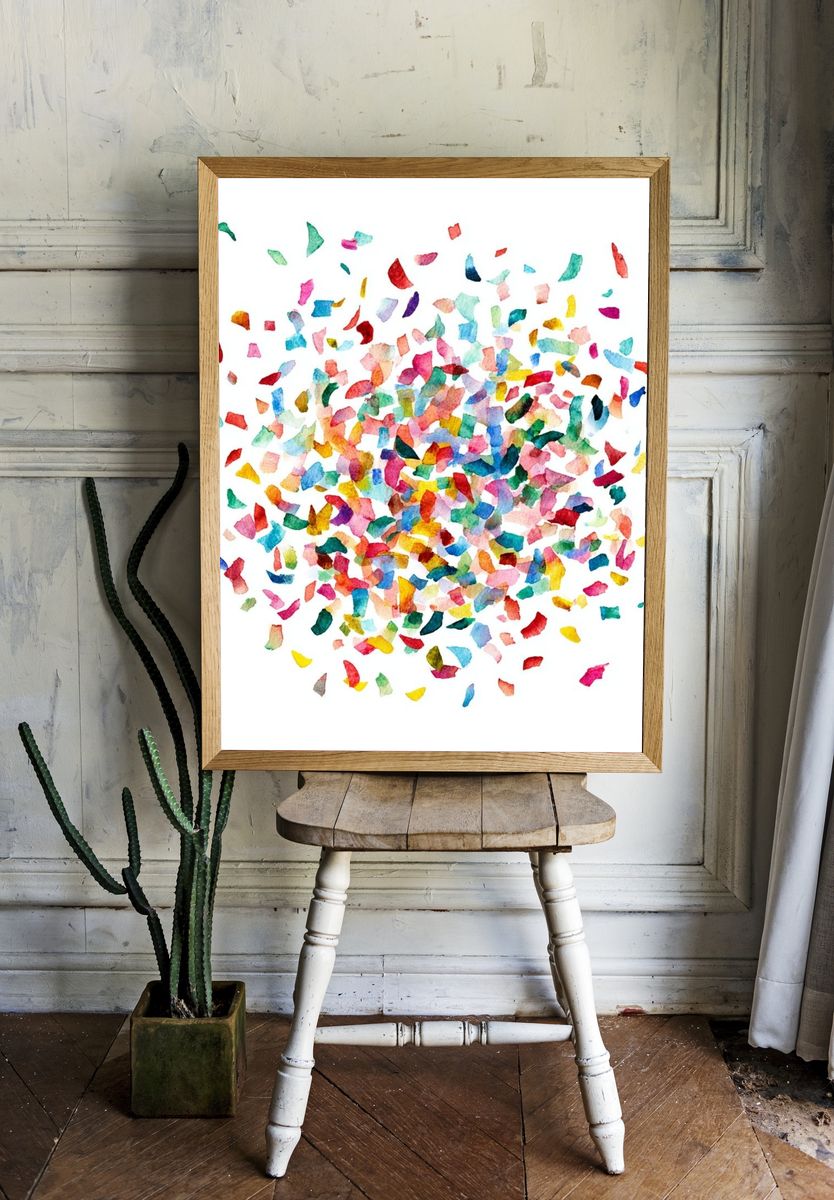 Colorful Confetti Abstract Poster. — room view 1