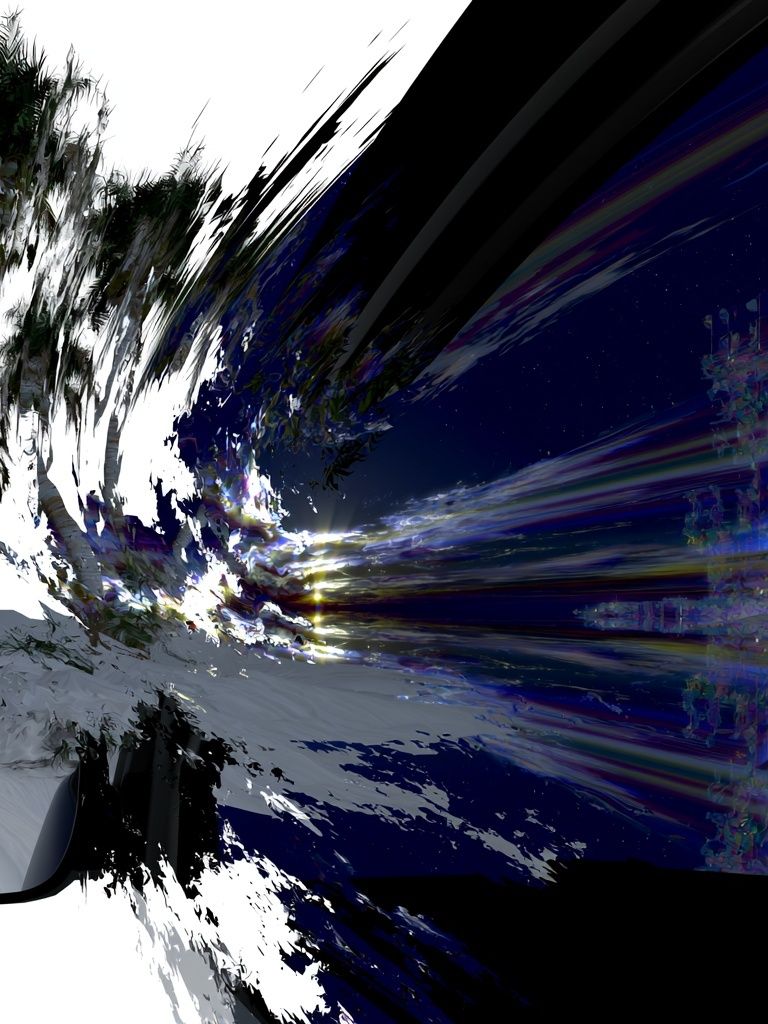 Neon Palm Glitch Abstract Poster. poster detail