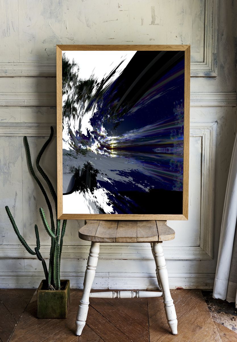Neon Palm Glitch Abstract Poster. room preview