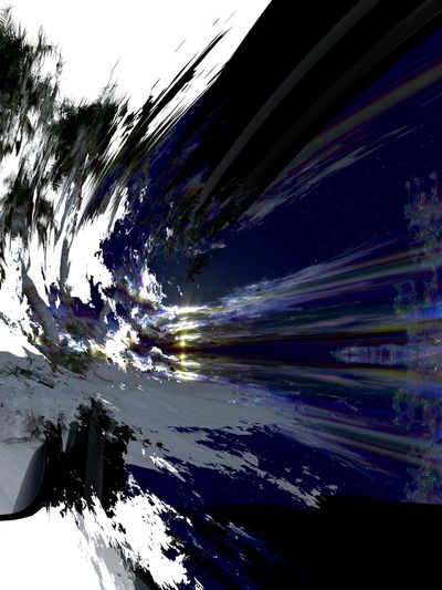 Neon Palm Glitch Abstract Poster. poster
