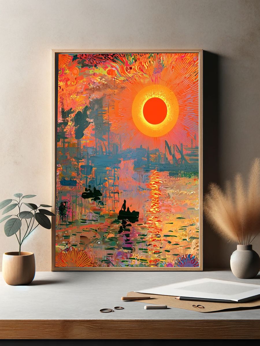 Radiant Sunset Abstract Poster. — room view 2