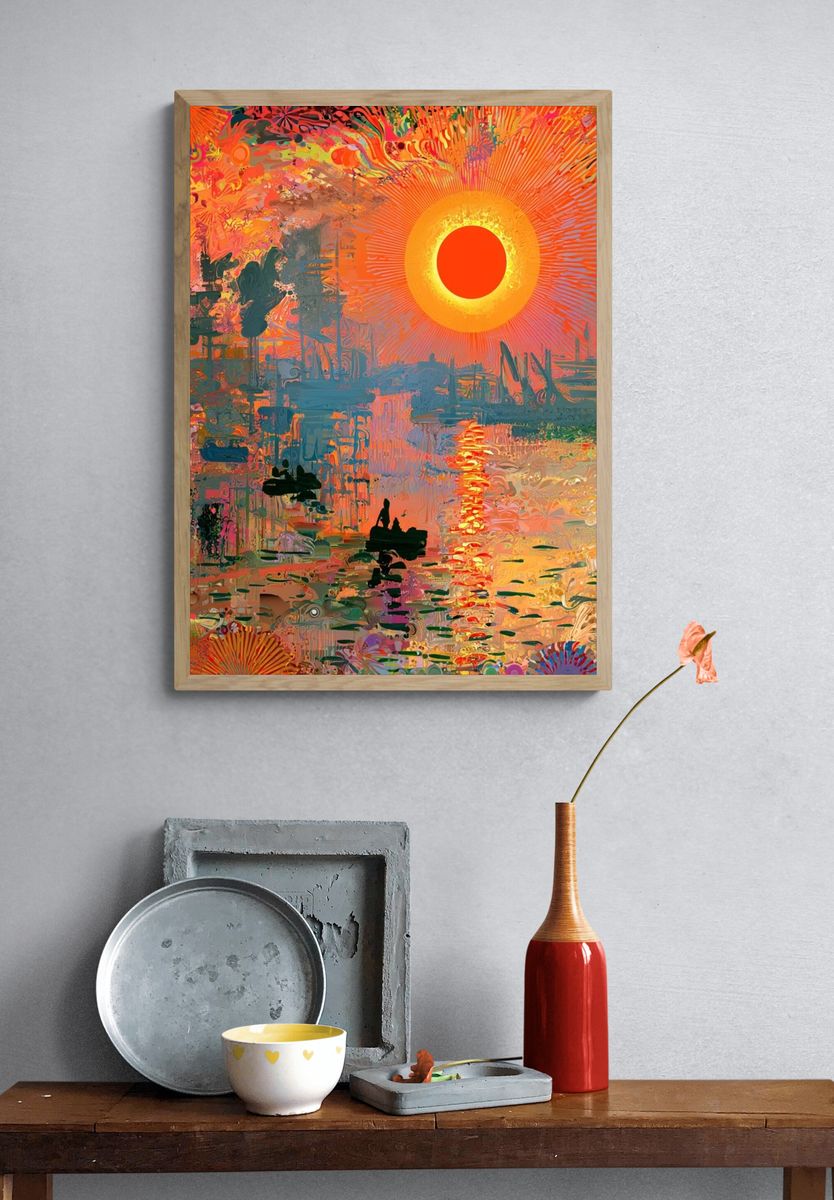 Radiant Sunset Abstract Poster. — room view 3