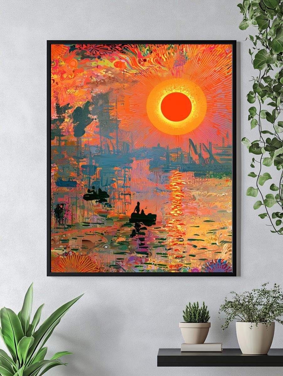 Radiant Sunset Abstract Poster. — room view 4