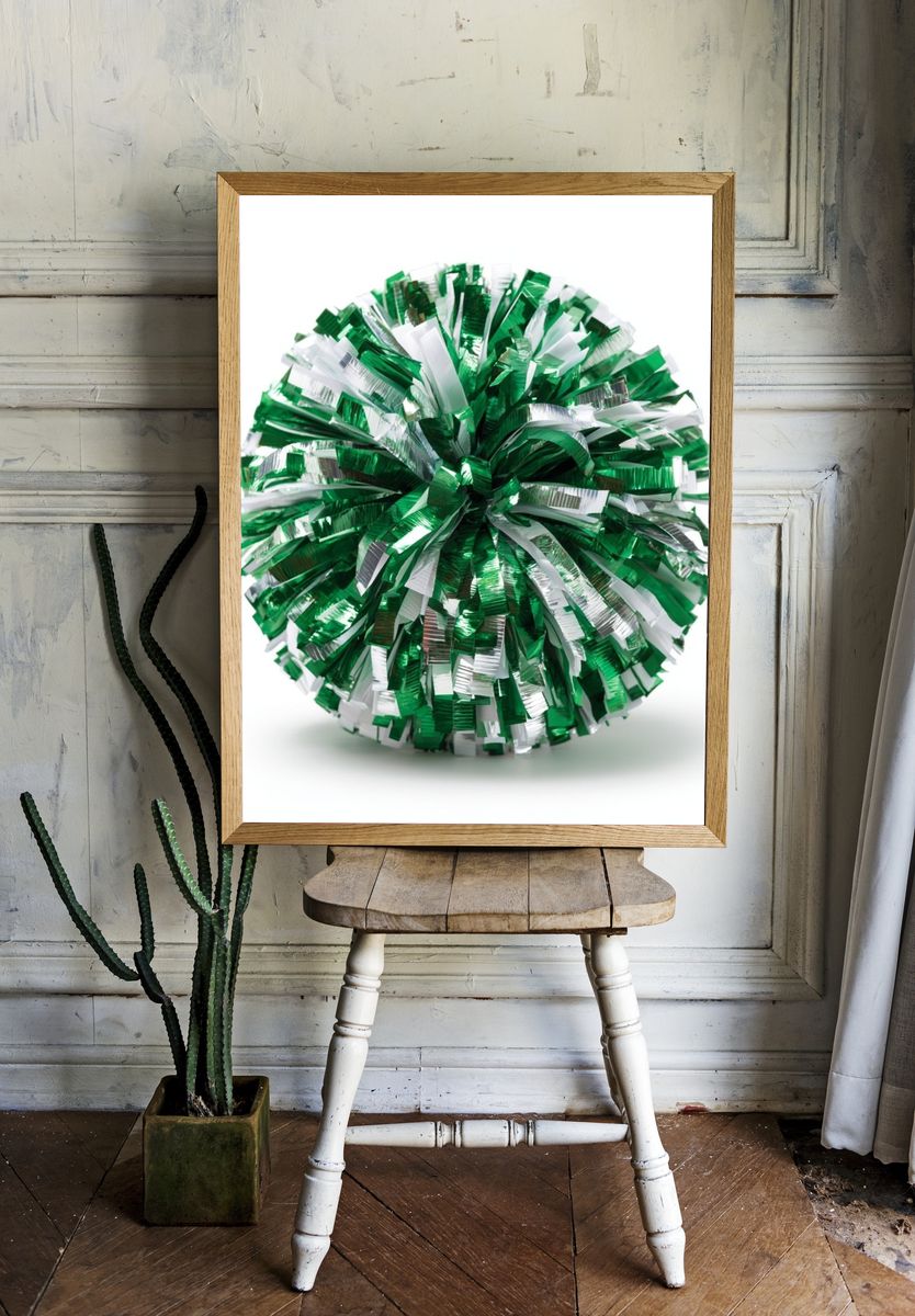Green and White Pom-Pom Poster. — room view 1