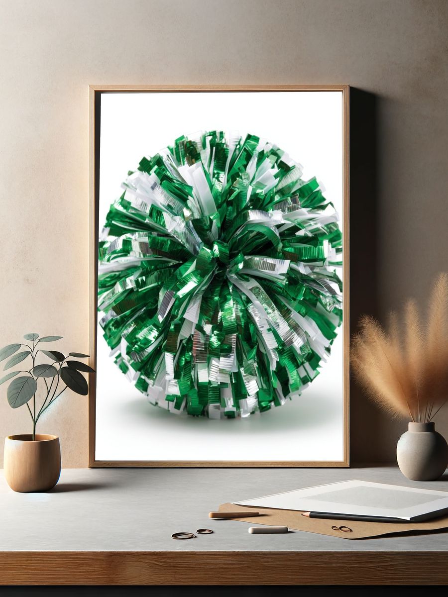 Green and White Pom-Pom Poster. — room view 2