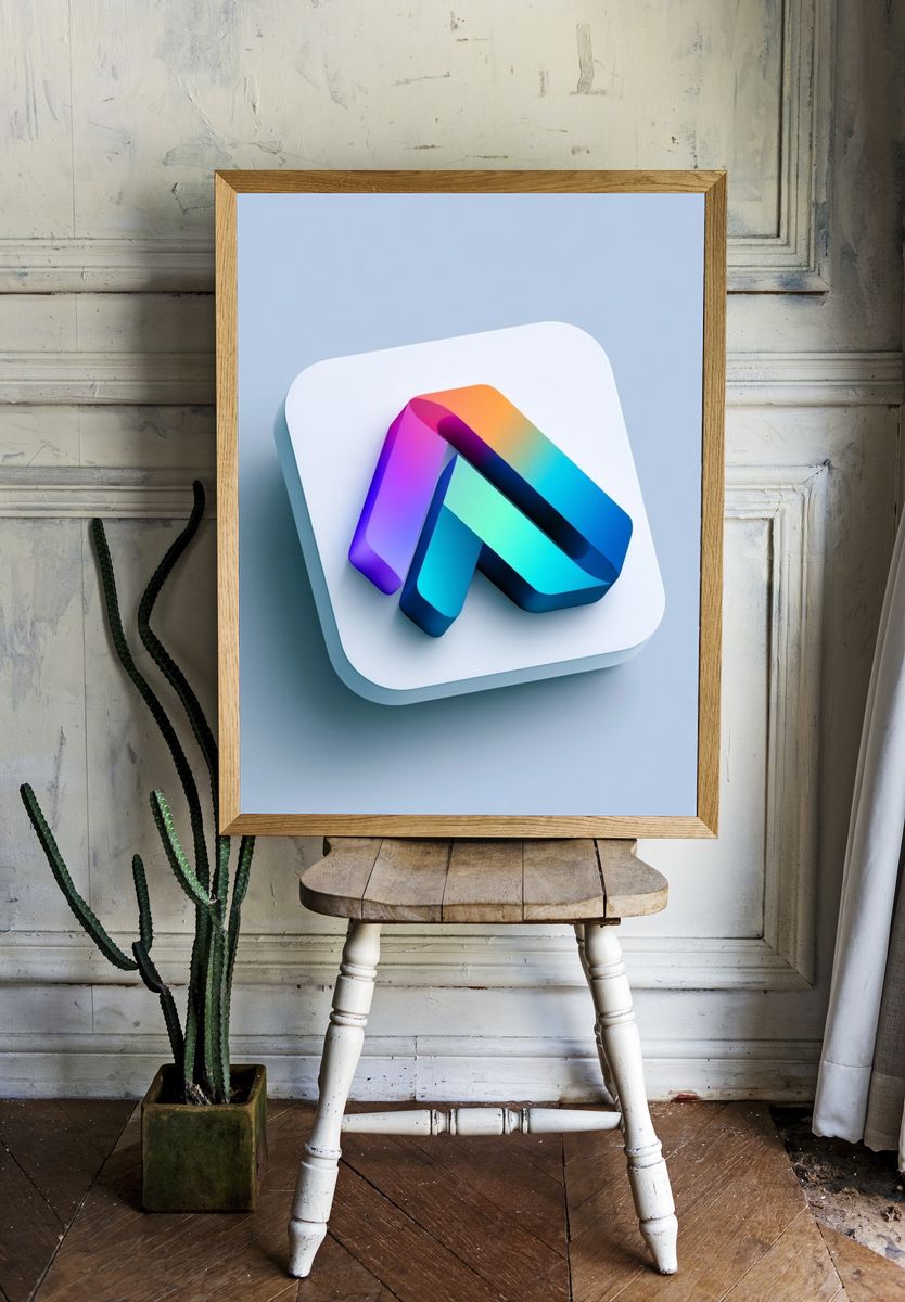 3D Gradient Arrow Abstract Poster. — room view 1