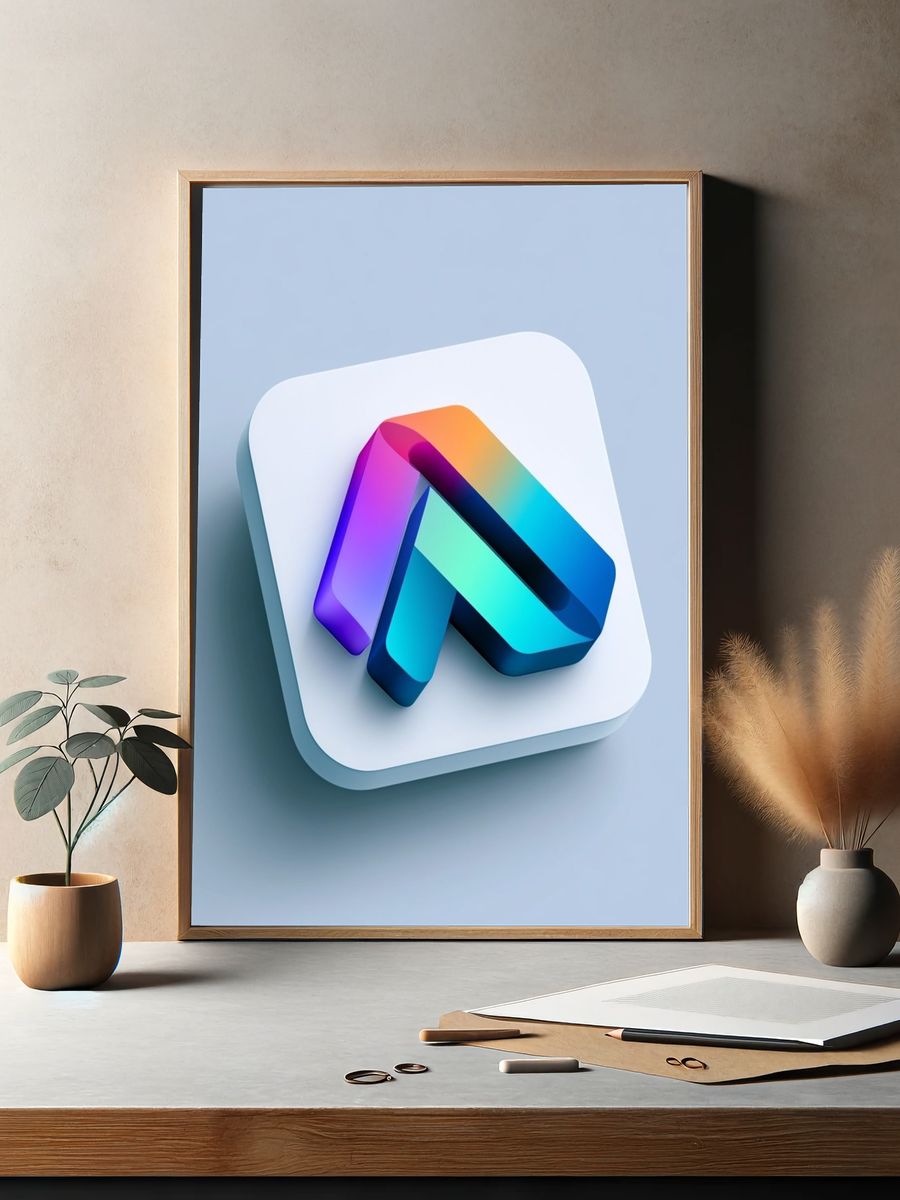 3D Gradient Arrow Abstract Poster. — room view 2