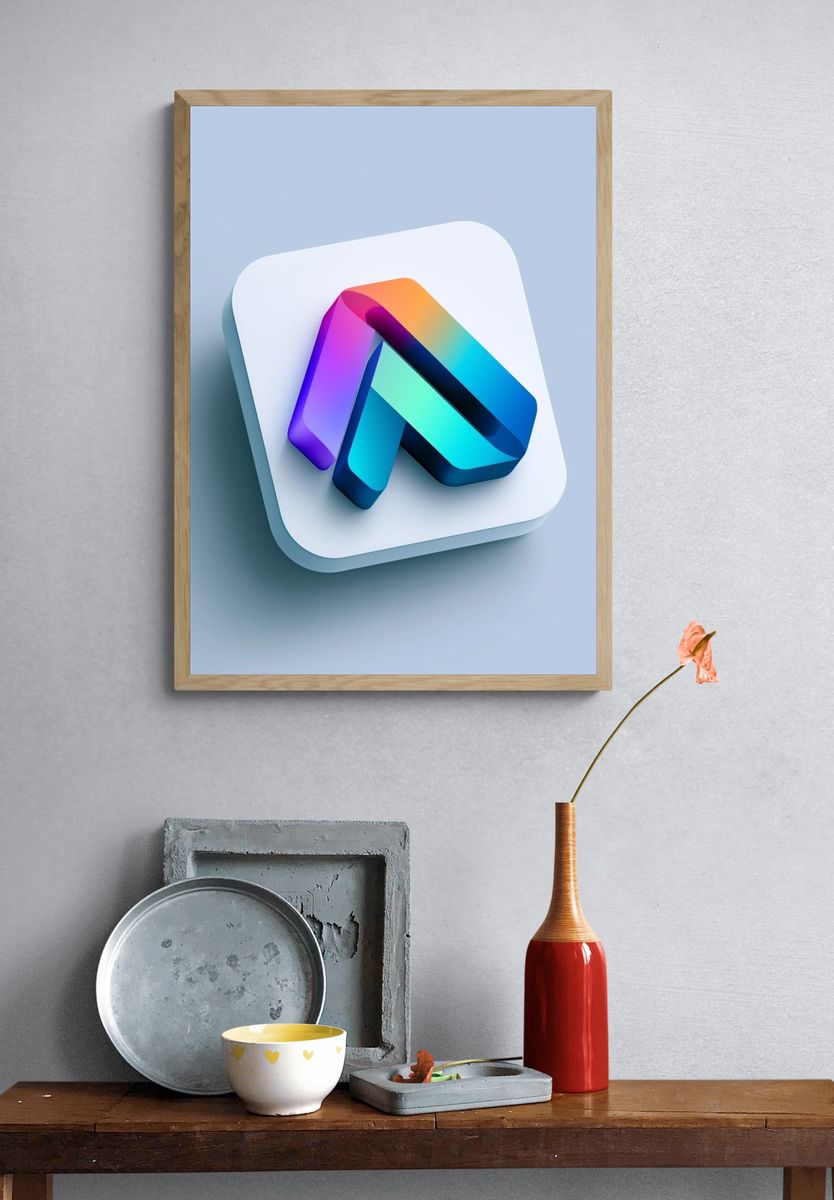 3D Gradient Arrow Abstract Poster. — room view 3