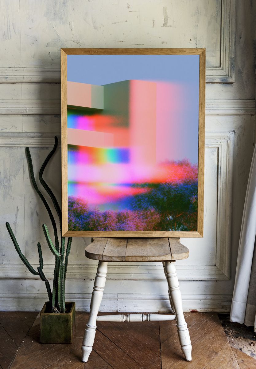Neon Dreamscape Abstract Poster. room preview