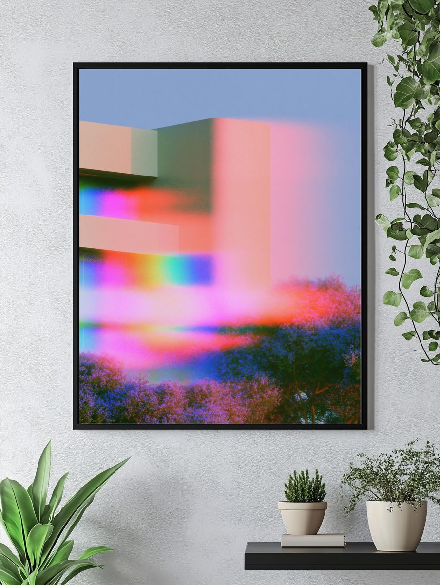 Neon Dreamscape Abstract Poster. — room view 4